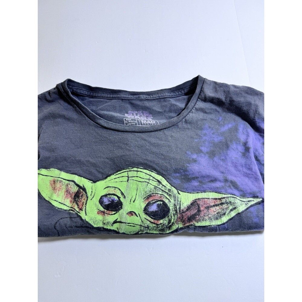 Star Wars Grogu Baby Yoda T-Shirt Mens XL Gray Tie Dye Graphic Tee Mad Engine